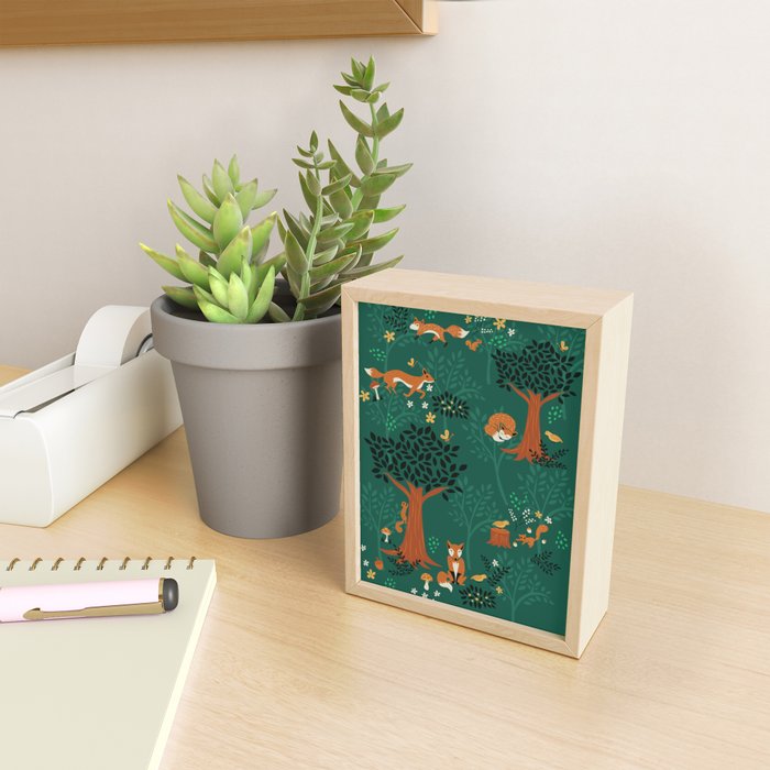 Foxes Playing in the Emerald Forest Mini Art Print Gallery Image 2