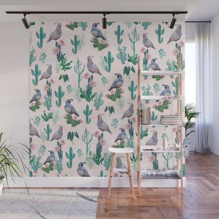 Cactus Quail  Wall Mural Gallery Image 1