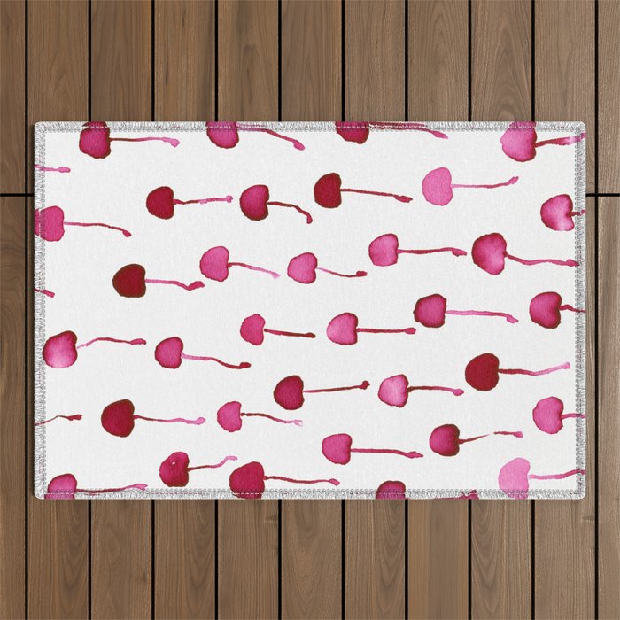 Watercolor Cherries Outdoor Rug Gallery Image 1