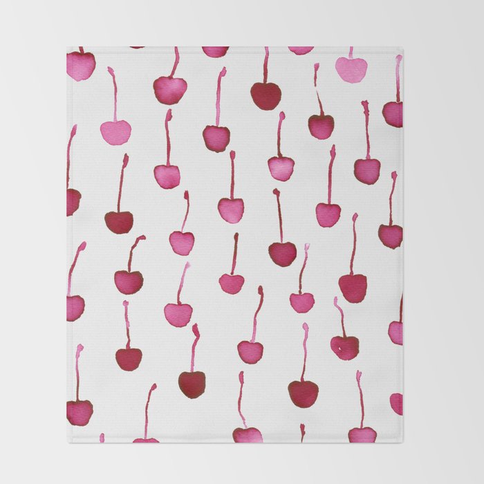 Watercolor Cherries Throw Blanket Gallery Image 2