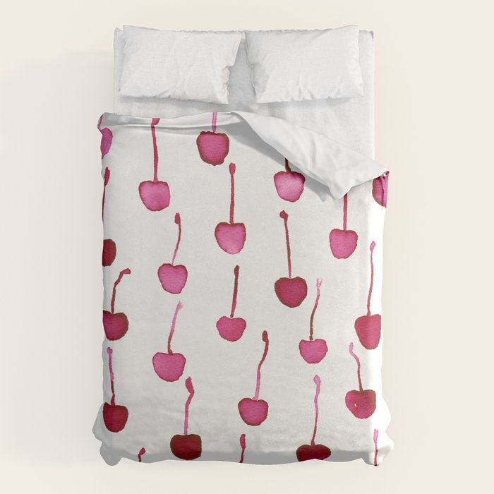 Watercolor Cherries Duvet Cover Gallery Image 1
