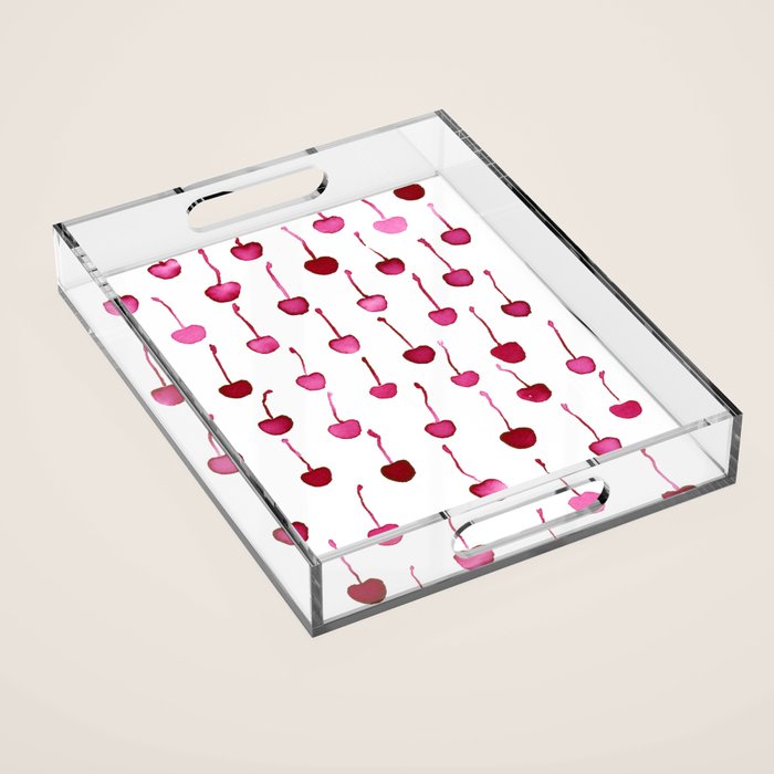 Watercolor Cherries Acrylic Tray Gallery Image 1