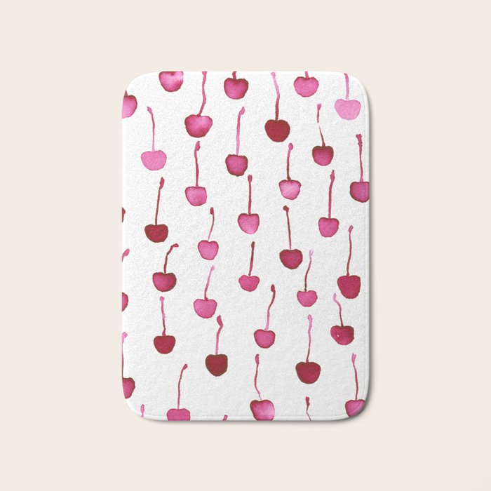 Watercolor Cherries Bath Mat Gallery Image 1