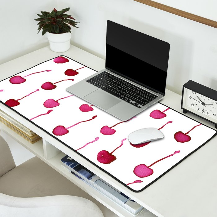 Watercolor Cherries Desk Mat Gallery Image 2