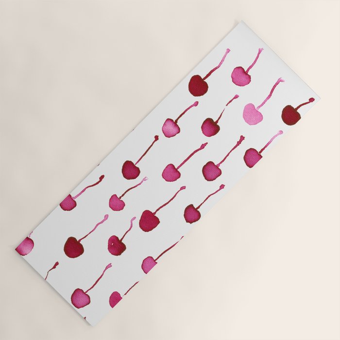Watercolor Cherries Yoga Mat Gallery Image 1
