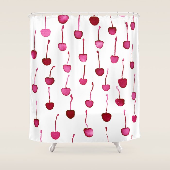 Watercolor Cherries Shower Curtain Gallery Image 1