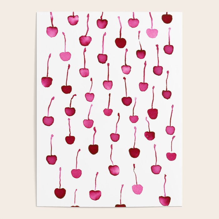 Watercolor Cherries Poster Gallery Image 1
