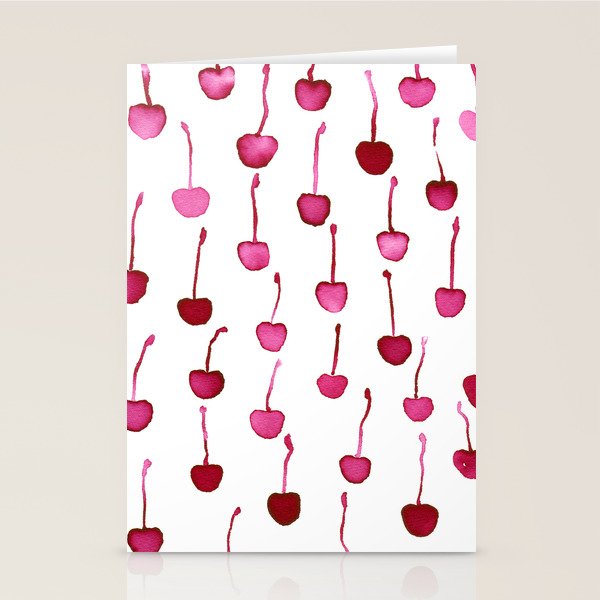 Watercolor Cherries Stationery Card Gallery Image 2