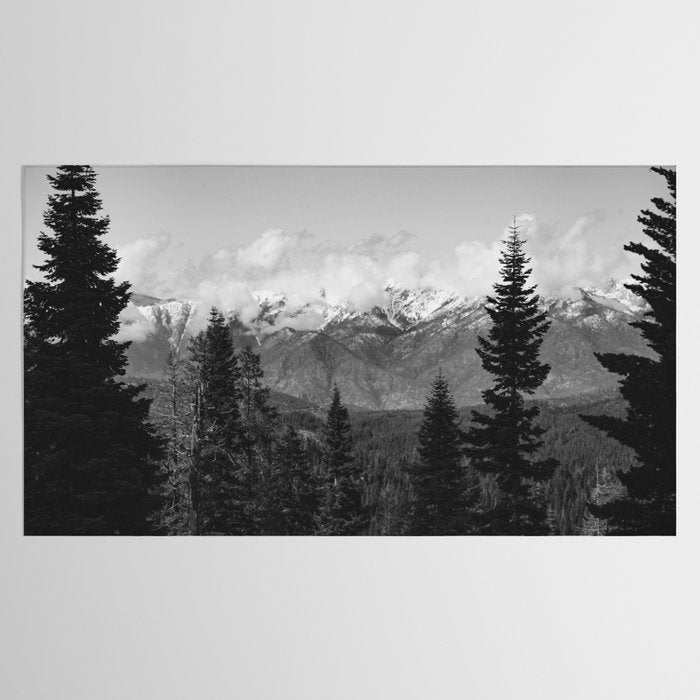Snow Capped Sierras - Black and White Nature Photography Tablecloth Gallery Image 2