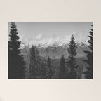 Snow Capped Sierras - Black and White Nature Photography Welcome Mat Gallery Image 1