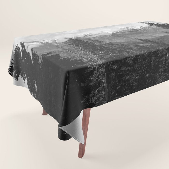 Snow Capped Sierras - Black and White Nature Photography Tablecloth Gallery Image 1