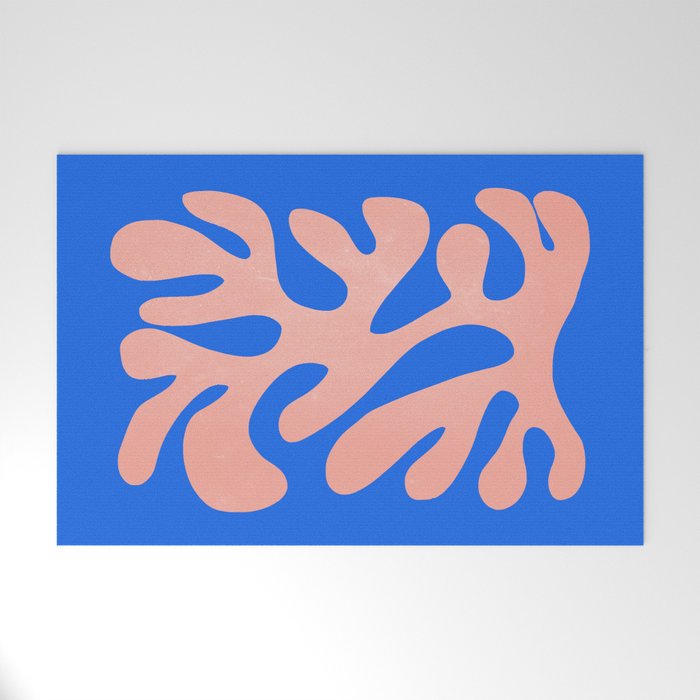 Rose Bud & Azure Blue: Matisse Paper Cutouts 02 Welcome Mat Gallery Image 1
