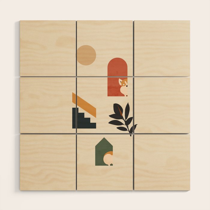 Hide and Seek Corgi Wood Wall Art Gallery Image 1