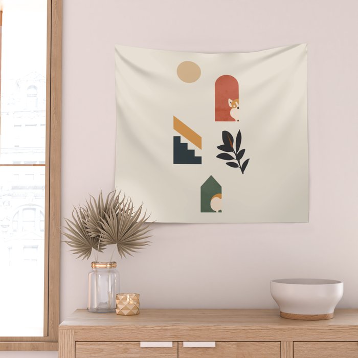 Hide and Seek Corgi Wall Tapestry Gallery Image 2