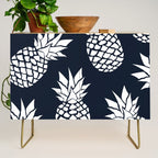 Tropical, Pineapples, Navy Blue ad White Credenza Gallery Image 1