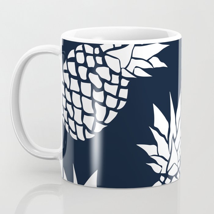 Tropical, Pineapples, Navy Blue ad White Coffee Mug Gallery Image 3
