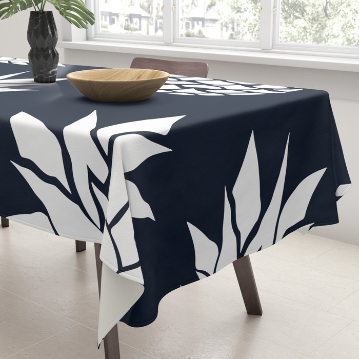 Tropical, Pineapples, Navy Blue ad White Tablecloth Gallery Image 3