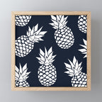Tropical, Pineapples, Navy Blue ad White Mini Art Print Gallery Image 1