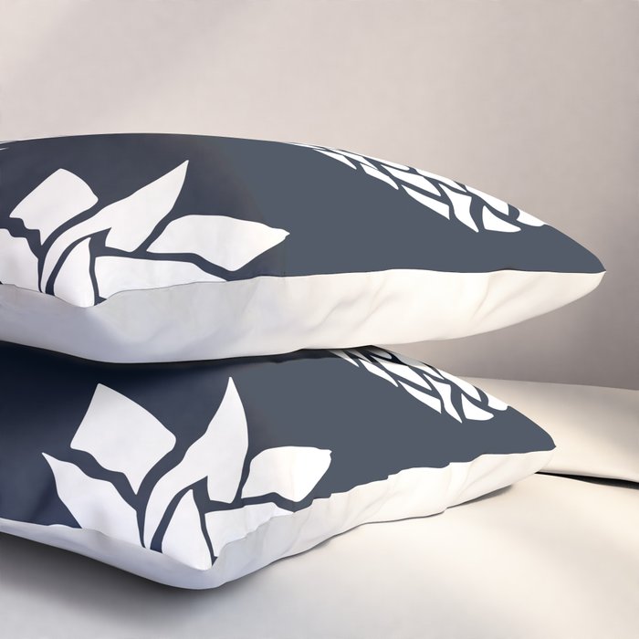 Tropical, Pineapples, Navy Blue ad White Pillow Sham Gallery Image 3