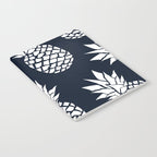 Tropical, Pineapples, Navy Blue ad White Notebook Gallery Image 2