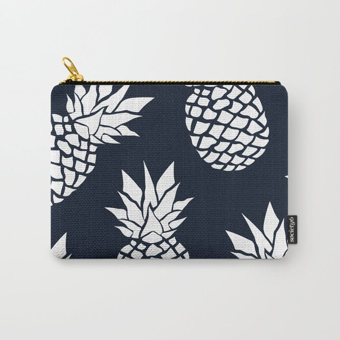Tropical, Pineapples, Navy Blue ad White Carry All Pouch Gallery Image 1