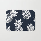 Tropical, Pineapples, Navy Blue ad White Bath Mat Gallery Image 1