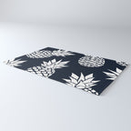 Tropical, Pineapples, Navy Blue ad White Rug Gallery Image 3