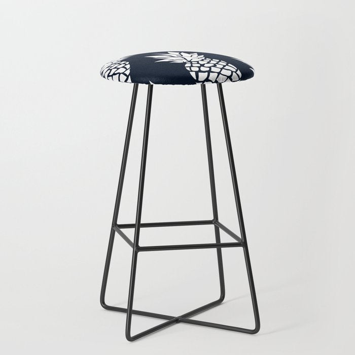 Tropical, Pineapples, Navy Blue ad White Stool Gallery Image 1
