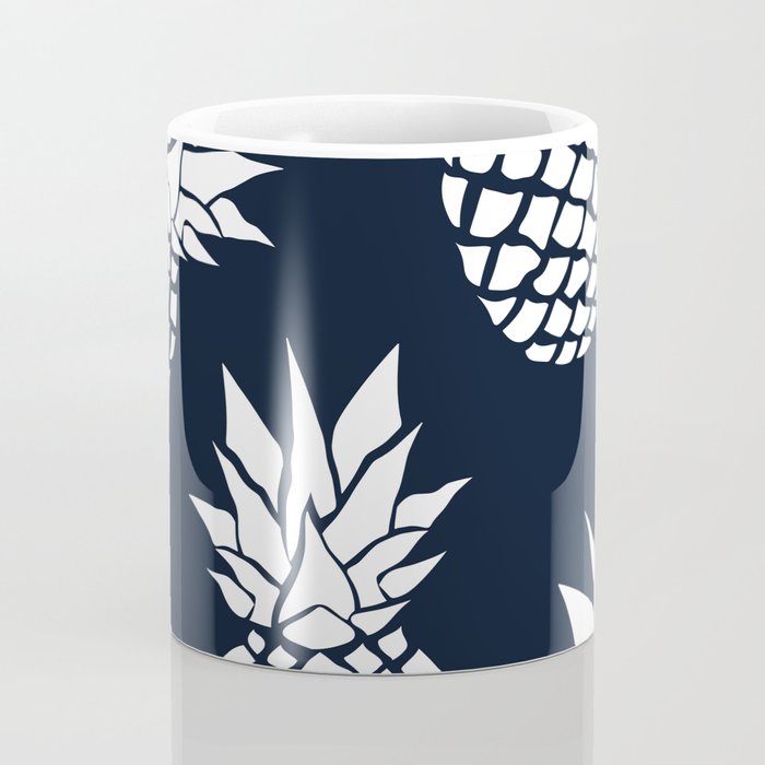 Tropical, Pineapples, Navy Blue ad White Coffee Mug Gallery Image 4