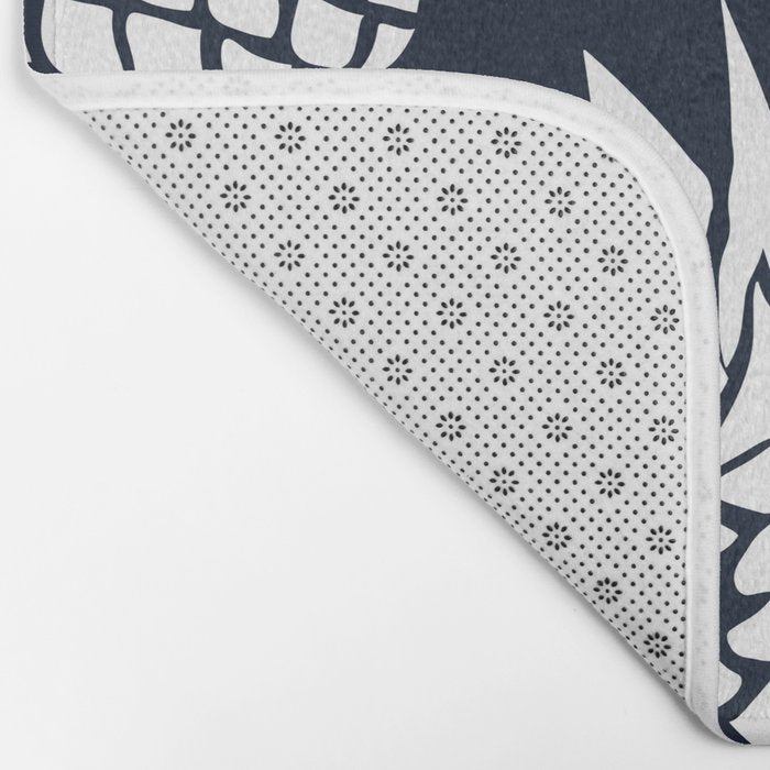 Tropical, Pineapples, Navy Blue ad White Bath Mat Gallery Image 2