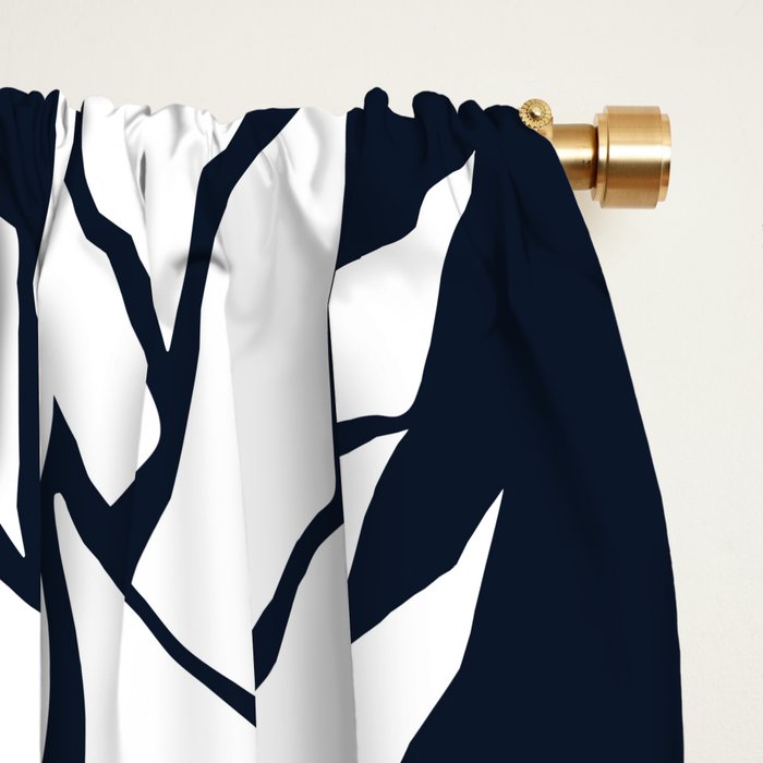 Tropical, Pineapples, Navy Blue ad White Window Curtain Gallery Image 2