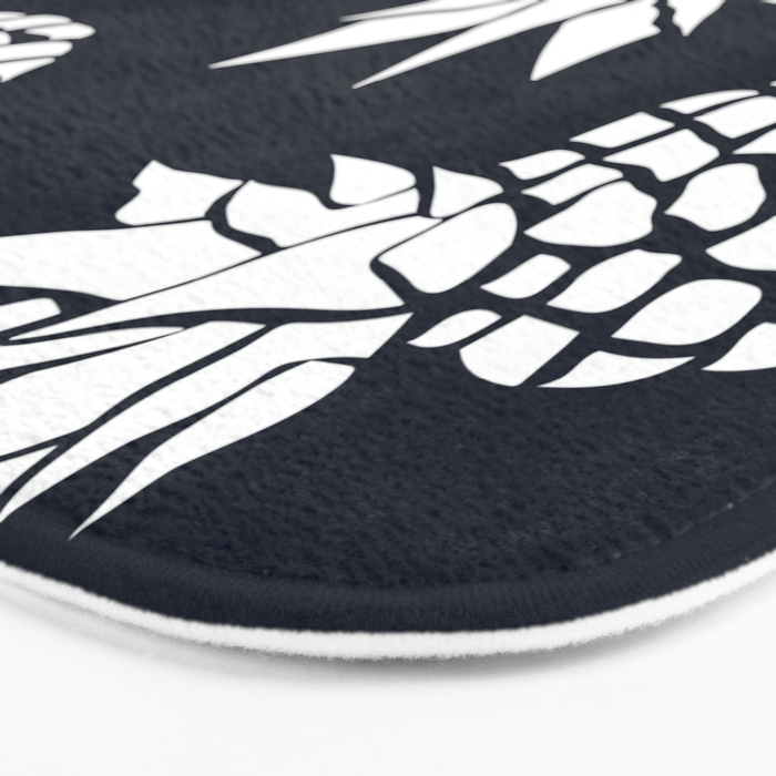 Tropical, Pineapples, Navy Blue ad White Bath Mat Gallery Image 3
