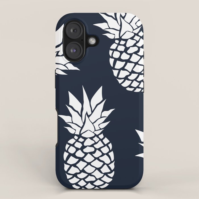 Tropical, Pineapples, Navy Blue ad White iPhone Case Gallery Image 1