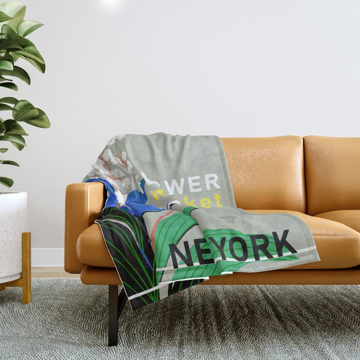 Flower Market New York Throw Blanket Gallery Image 1