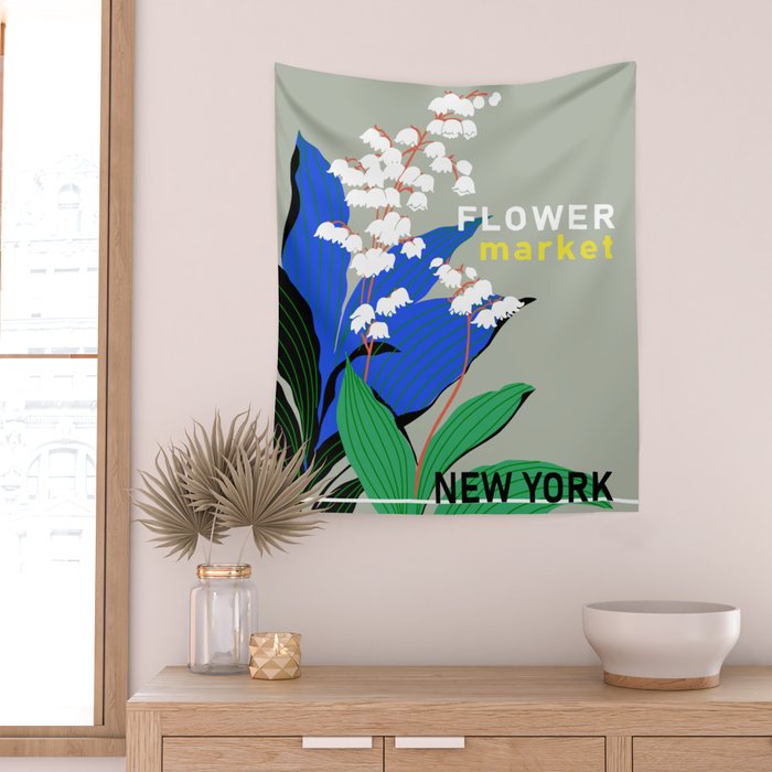 Flower Market New York Wall Tapestry Gallery Image 2