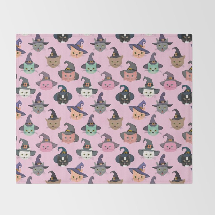 Witchy Kitties - Halloween Cats Throw Blanket Gallery Image 2