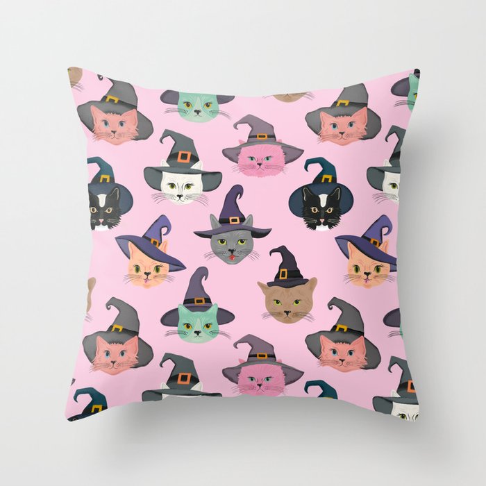 Witchy Kitties - Halloween Cats Throw Pillow Gallery Image 6