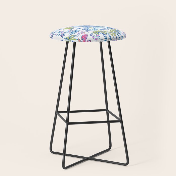 Colorful Coastal Chinoiserie  Stool Gallery Image 1