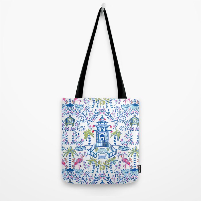 Colorful Coastal Chinoiserie  Tote Bag Gallery Image 2
