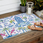 Colorful Coastal Chinoiserie  Outdoor Rug Gallery Image 2