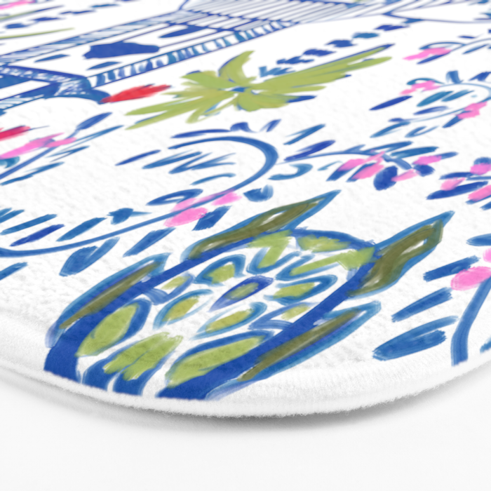 Colorful Coastal Chinoiserie  Bath Mat Gallery Image 3
