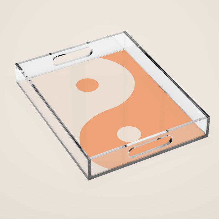 Orange Cream Yin Yang Peace Minimal Acrylic Tray Gallery Image 1