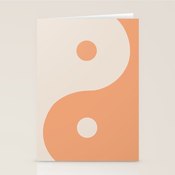 Orange Cream Yin Yang Peace Minimal Stationery Card Gallery Image 2