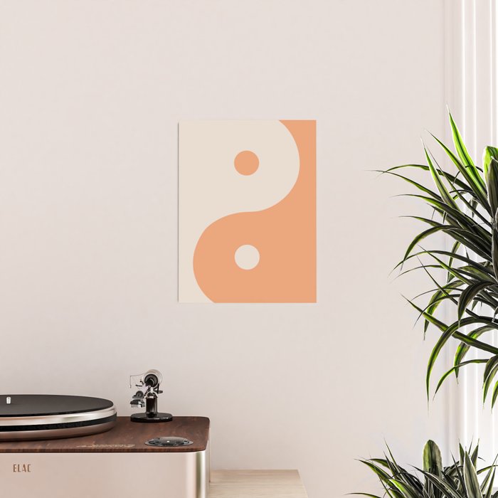 Orange Cream Yin Yang Peace Minimal Poster Gallery Image 2