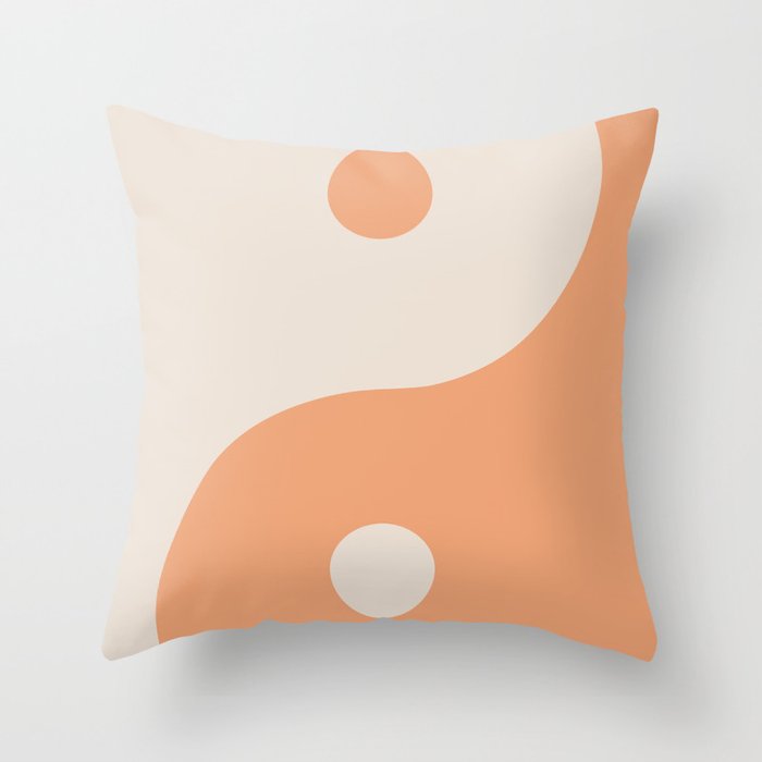 Orange Cream Yin Yang Peace Minimal Throw Pillow Gallery Image 1