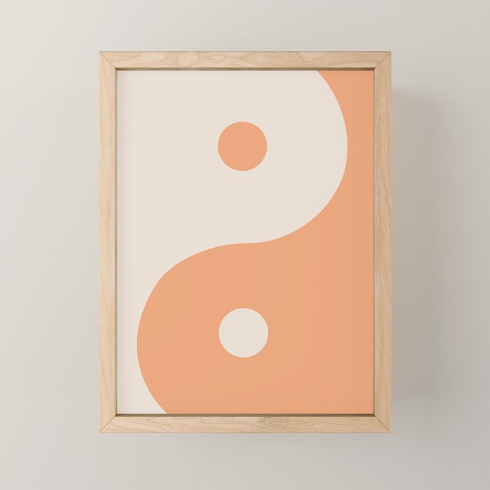 Orange Cream Yin Yang Peace Minimal Mini Art Print Gallery Image 1