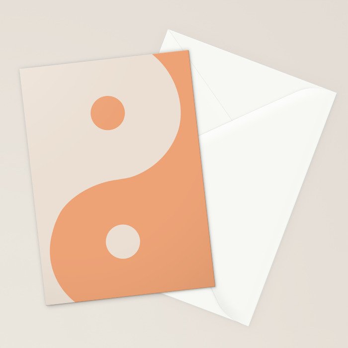 Orange Cream Yin Yang Peace Minimal Stationery Card Gallery Image 2