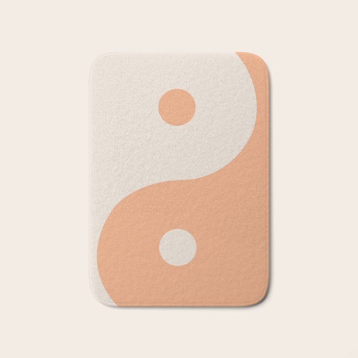 Orange Cream Yin Yang Peace Minimal Bath Mat Gallery Image 1