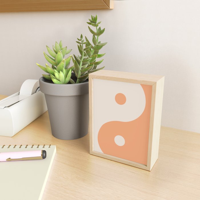 Orange Cream Yin Yang Peace Minimal Mini Art Print Gallery Image 2