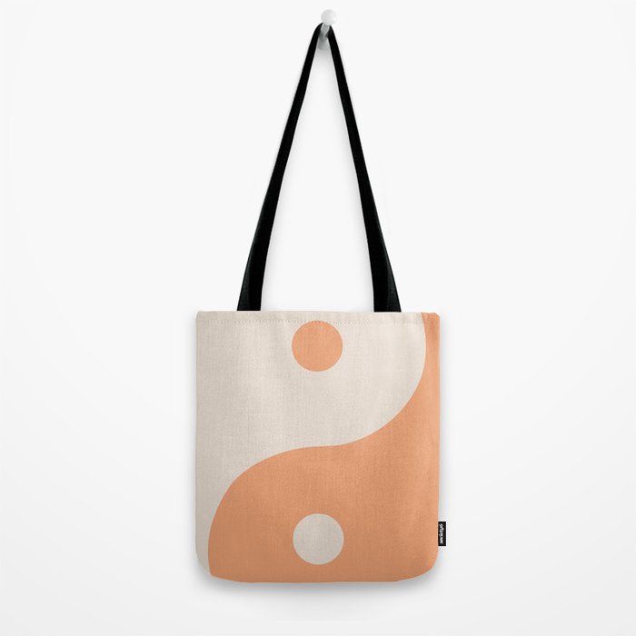 Orange Cream Yin Yang Peace Minimal Tote Bag Gallery Image 2